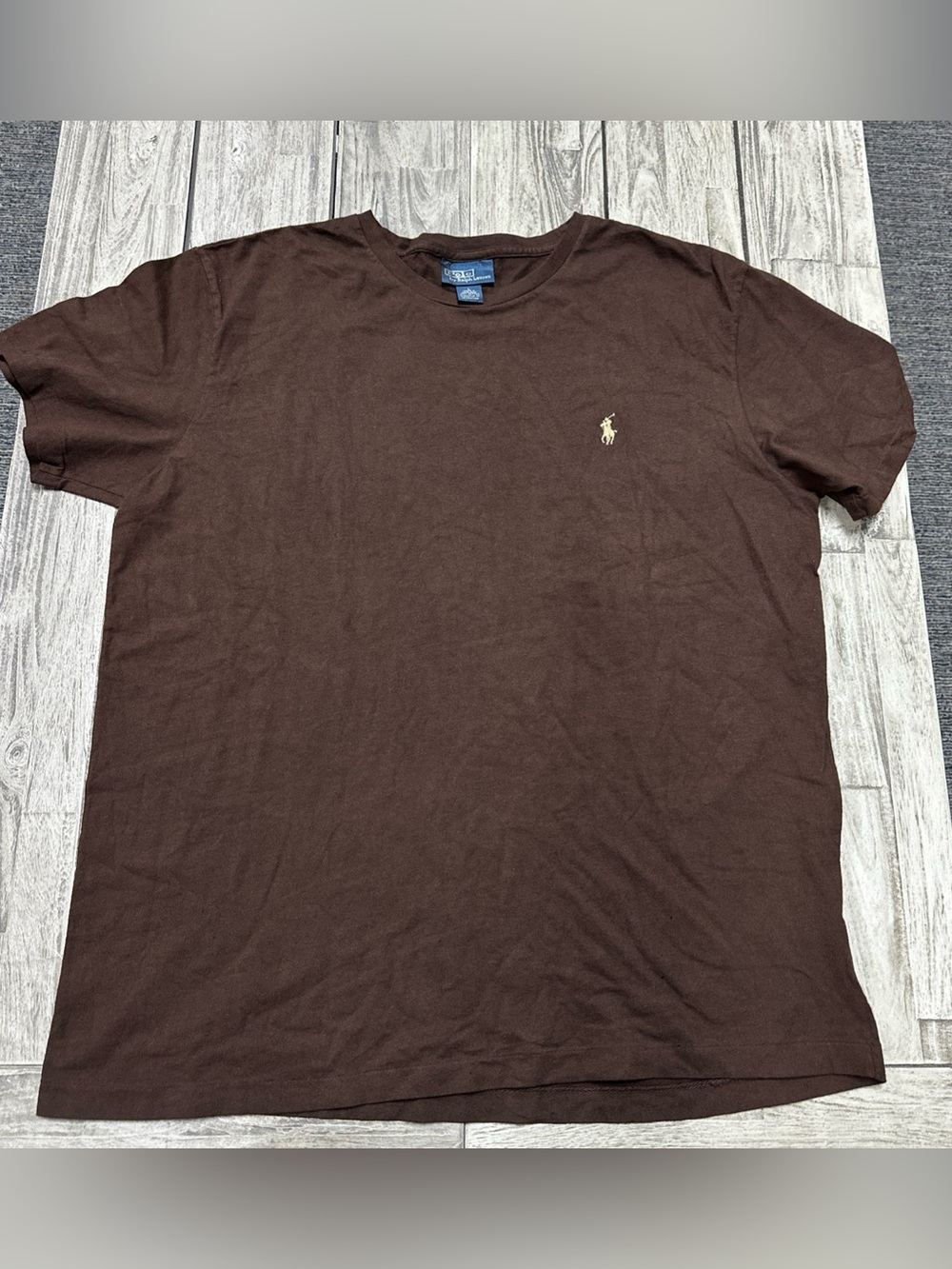 Vintage 90s POLO RALPH LAUREN Single Stitch Pony T Shirt Large Brown Preppy